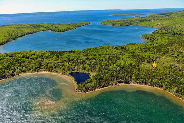 Areal View of Bras d´Or Boating Estates and the vast Bras d´Or Lake, Cape Breton Island